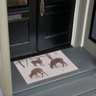 Winter Snow & Deer Doormat