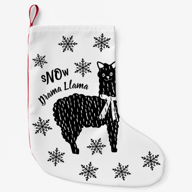 Winter Snow Drama Llama Small Christmas Stocking (Front)