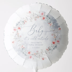 Winter snow dusty blue wreath baby shower balloon