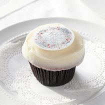 Winter snow dusty blue wreath baby shower edible frosting rounds