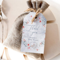 Winter snow dusty blue wreath Thank you Gift Tags