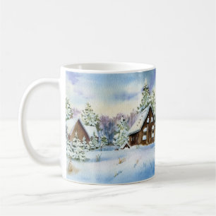 Winter Snow Effect House Forest Landscape Elegant Coffee Mug