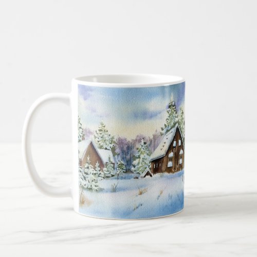 Winter Snow Effect House Forest Landscape Elegant  Coffee Mug