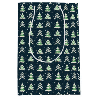 Winter Snow Evergreen Trees Medium Gift Bag