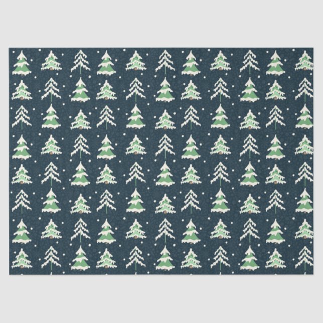Winter Snow Evergreen Trees Tissue Paper (Front)