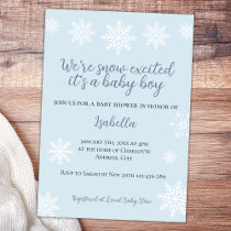 Winter Snow Excited Baby Boy Shower Invitation