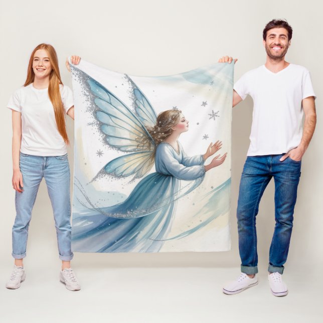 Winter Snow Fairy Watercolor Art Christmas  Fleece Blanket (In Situ)