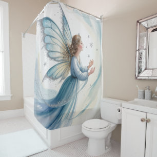 Winter Snow Fairy Watercolor Art Shower Curtain