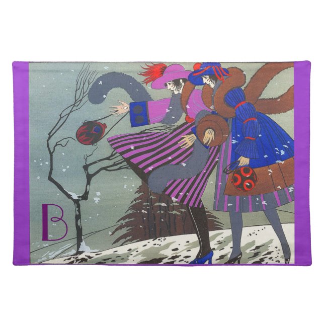 WINTER SNOW / FASHION COSTUME DESIGNER MONOGRAM CLOTH PLACEMAT (Front)