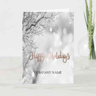 Winter snow festive atmosphere gold holiday card