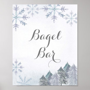 Winter snow flake watercolor Bagel Bar Sign