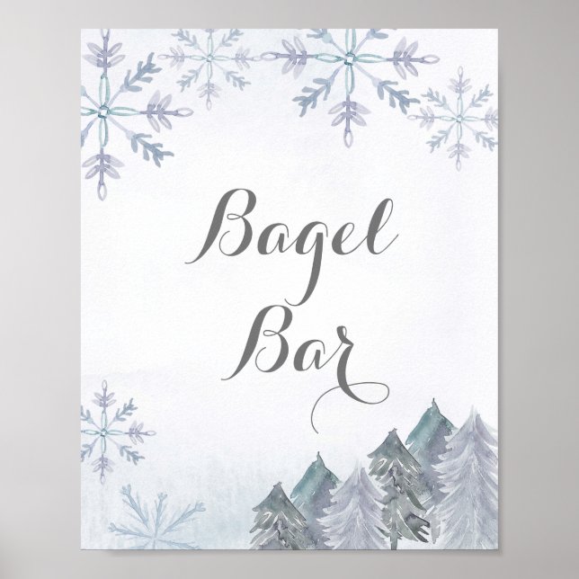 Winter snow flake watercolor Bagel Bar Sign (Front)