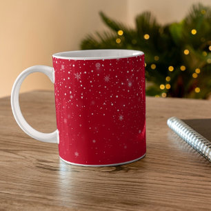 Winter snow flakes red COFFEE MUG
