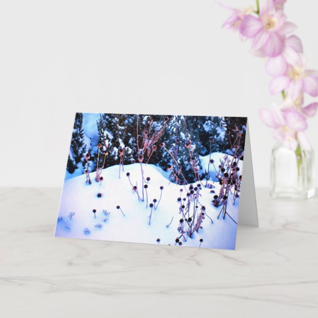 Winter Snow Flower Heads Trees Nature Card (Orchid)