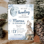 Winter Snow Forest Moon Wolf Howling Birthday Invitation<br><div class="desc">Blue Moon and Wolf Kids Birthday Party, Forest Wild Wolf Howling Adventure Birthday, Young Wild One Birthday, Wild and Three Wolf Birthday Invitations, Wearwolf Birthday Boy Invitation, Artic Wolf Birthday, Bear-y birthday, forest animals birthday, Moon and Stars Birthday Girl Invitation, floral snowflake 1st Birthday, Winter deer birthday invitation, Woodland Kids...</div>