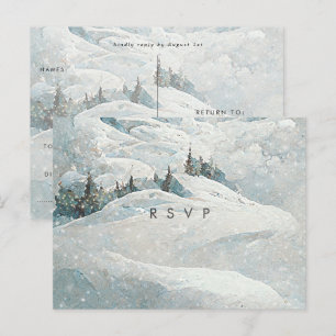 winter snow forest trees wedding rsvp postcard