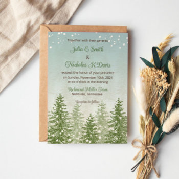 Winter Snow Forest Wedding Invitation by SugSpc_Invitations at Zazzle