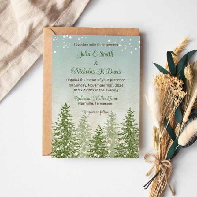 Winter Snow Forest Wedding Invitation (Creator Uploaded)