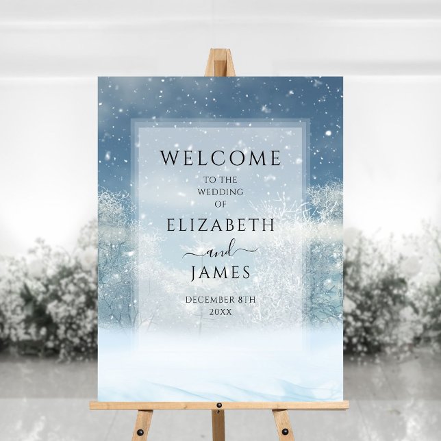Winter Snow Forest Wedding Welcome Sign (Winter Snow Forest Wedding Welcome Sign)