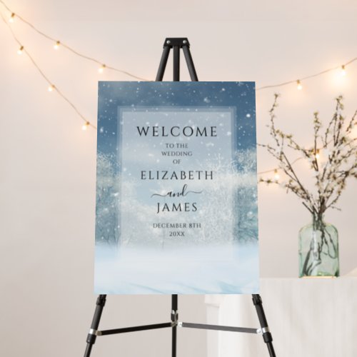 Winter Snow Forest Wedding Welcome Sign