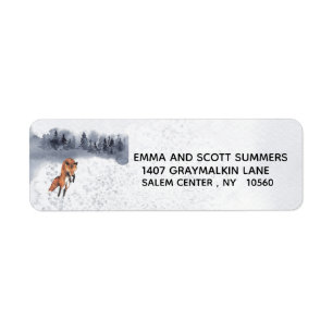Winter Snow Fox Holiday Address Label