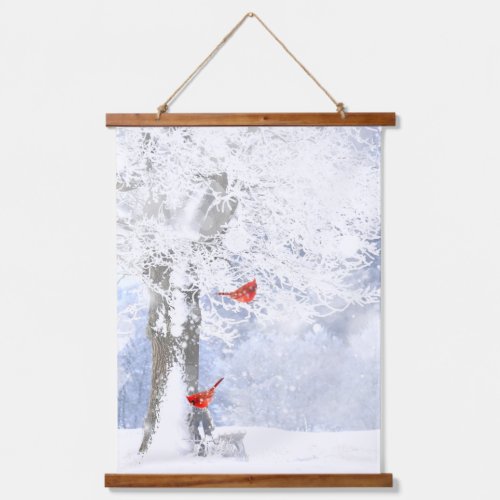 Winter Snow Frost Cardinal Red Birds Nature Art Hanging Tapestry