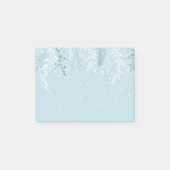 Winter Snow Frost Snowflakes Foliage Botanical  Post-it Notes (Front)