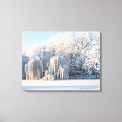 Winter Snow Frozen Lake Trees Landscape Panorama C Canvas Print