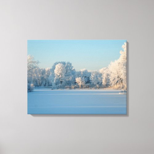 Winter Snow Frozen Lake Trees Landscape Panorama Canvas Print