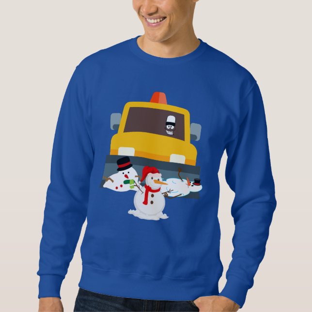 Winter Snow Fun Snowplowing Snowmen Sweatshirt (Front)