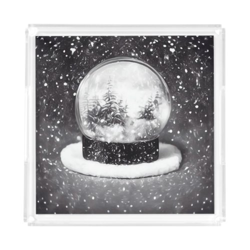 Winter Snow Globe Acrylic Tray