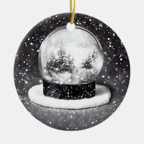 Winter Snow Globe Ceramic Ornament