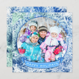 Winter Snow Globe HAPPY HOLIDAYS Photo Invitation