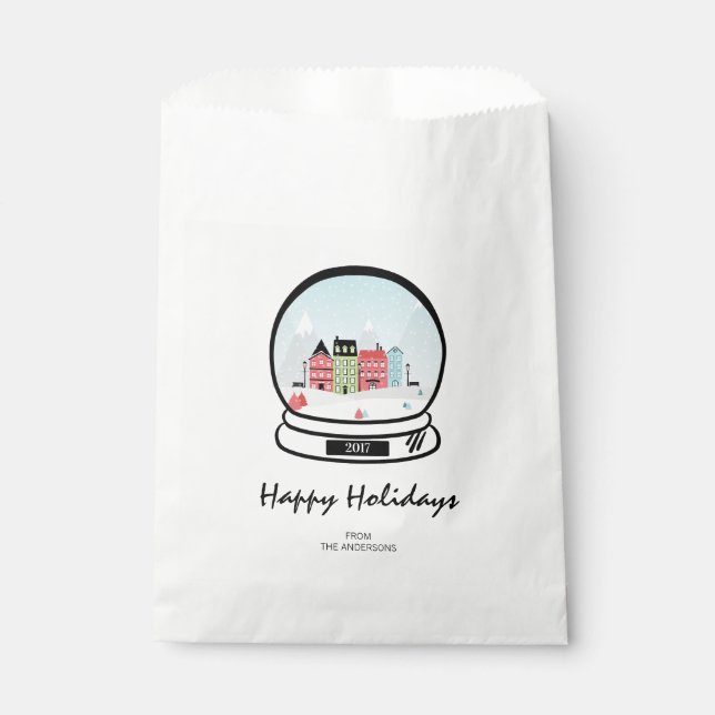 Winter Snow Globe Holiday Favor Bag (Front)