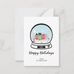 Winter Snow Globe Holiday Mini Note Card