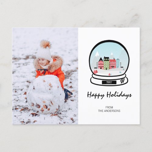 Winter Snow Globe Holiday Photo Postcard