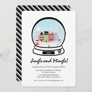Winter Snow Globe Jingle Mingle Holiday Party Card
