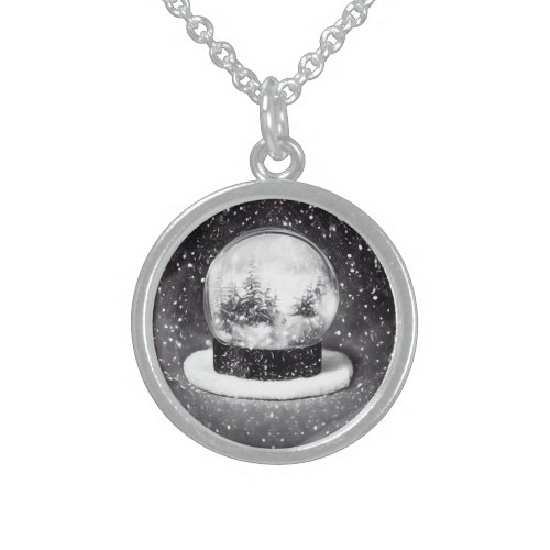 Winter Snow Globe Sterling Silver Necklace