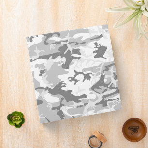 Winter Snow Gray Camouflage, Military, Army 3 Ring Binder