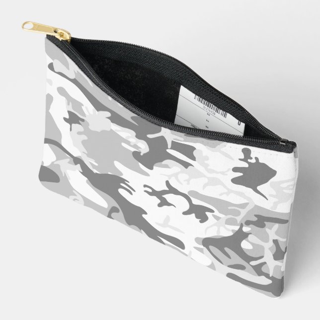 Winter Snow Gray Camouflage, Military, Army Accessory Pouch (Open)