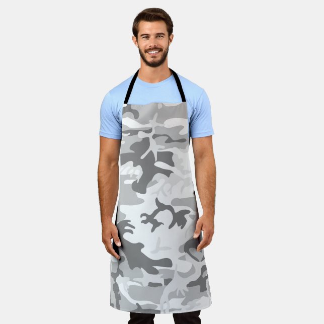 Winter Snow Gray Camouflage, Military, Army Apron (Worn)