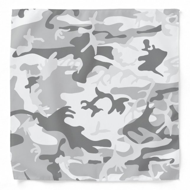 Winter Snow Gray Camouflage, Military, Army Bandana (Front)