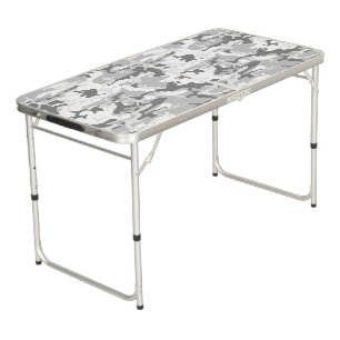 Winter Snow Gray Camouflage, Military, Army Beer Pong Table