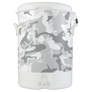 Winter Snow Gray Camouflage, Military, Army Beverage Cooler