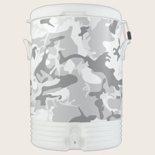 Winter Snow Gray Camouflage, Military, Army Beverage Cooler