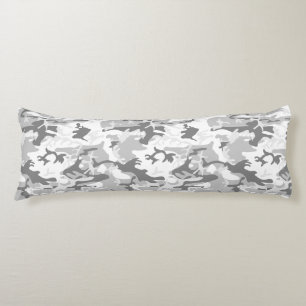Winter Snow Gray Camouflage, Military, Army Body Pillow