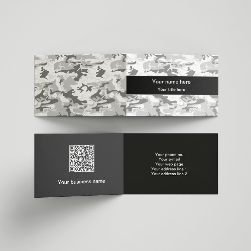 Winter Snow Gray Camouflage Military Army Business Card