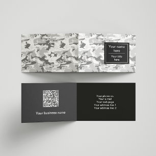 Winter Snow Gray Camouflage, Military, Army Business Card
