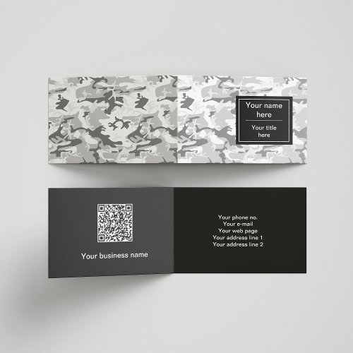 Winter Snow Gray Camouflage Military Army Business Card