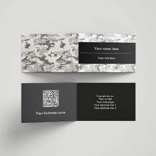 Winter Snow Gray Camouflage, Military, Army Business Card